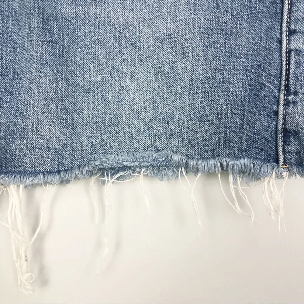 FREE PEOPLE | WE THE FREE Denim Fray Hem Jean Mini Skirt Women’s Size 29 (8)